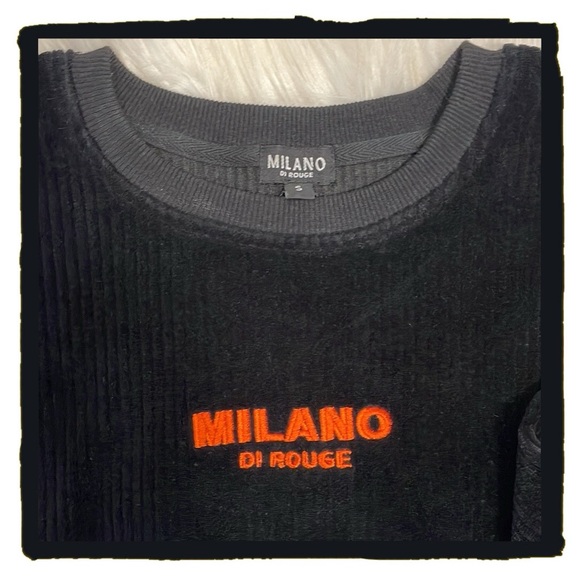 💕NWT Super Cute Black Long Sleeved Milano di Rouge Crop Top💕 - Picture 2 of 9